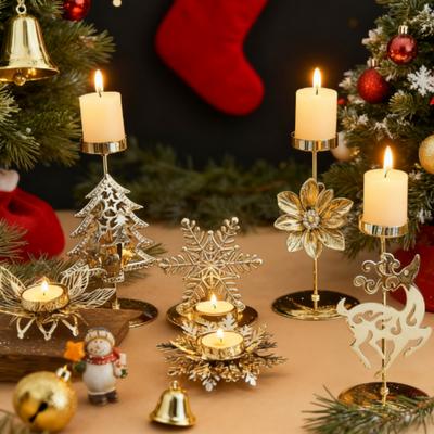 European Romantic Wrought Iron Candlestick Snowflake Christmas Flower Wedding Planning Festival Candlestick