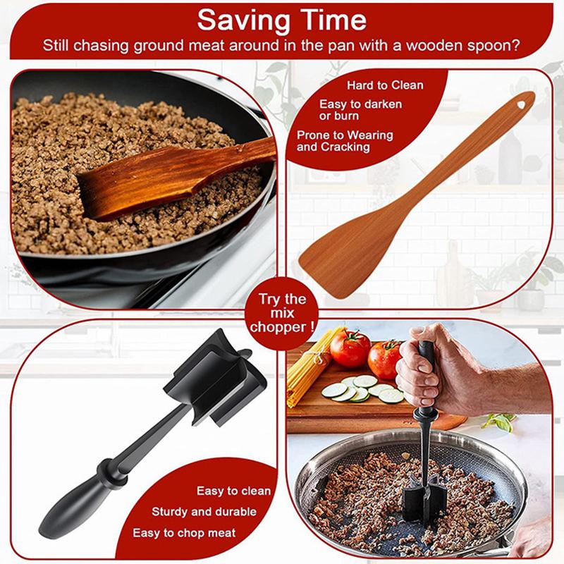 Non Stick Meat Chopper With Heat Resistant Design And Ergonomic Handle Perfect For Home Kitchen Barbeque Burger Patty Making