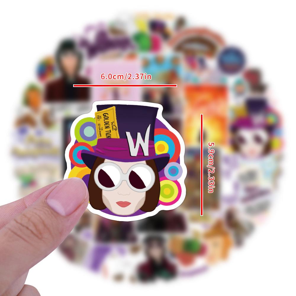 50 New Wonka Graffiti Stickers - Waterproof Decorations for Suitcases, Notebooks, and Water Cups