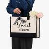Sweet Sixteen Tote Bag Canvas Bag Celebration Sweet 16 Birthday Party Decoration Supplies Gift for Daughter or Women Souvenirs