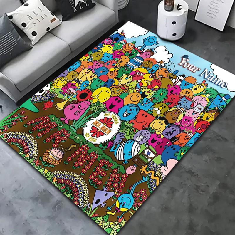 Mr. Men Little Miss Custom Name Carpet Rug for Living Room Bedroom Home Sofa Decoration,Kids play Non-slip Floor Mat
