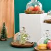 Holz-Kuchenständer mit Domabdeckung Platte Glasständer Deckel Dessertausstellung Obst-Snack Aufbewahrungstablett Heimküche Kuchenwerkzeuge