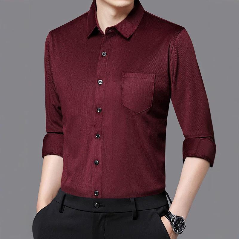 Men S Long Sleeve Loose Fit Solid Color Casual Shirt With Pockets