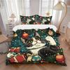 3pcs Christmas Cat Bedding Set, Including Soft and Comfortable Home Bedroom Fabric N016