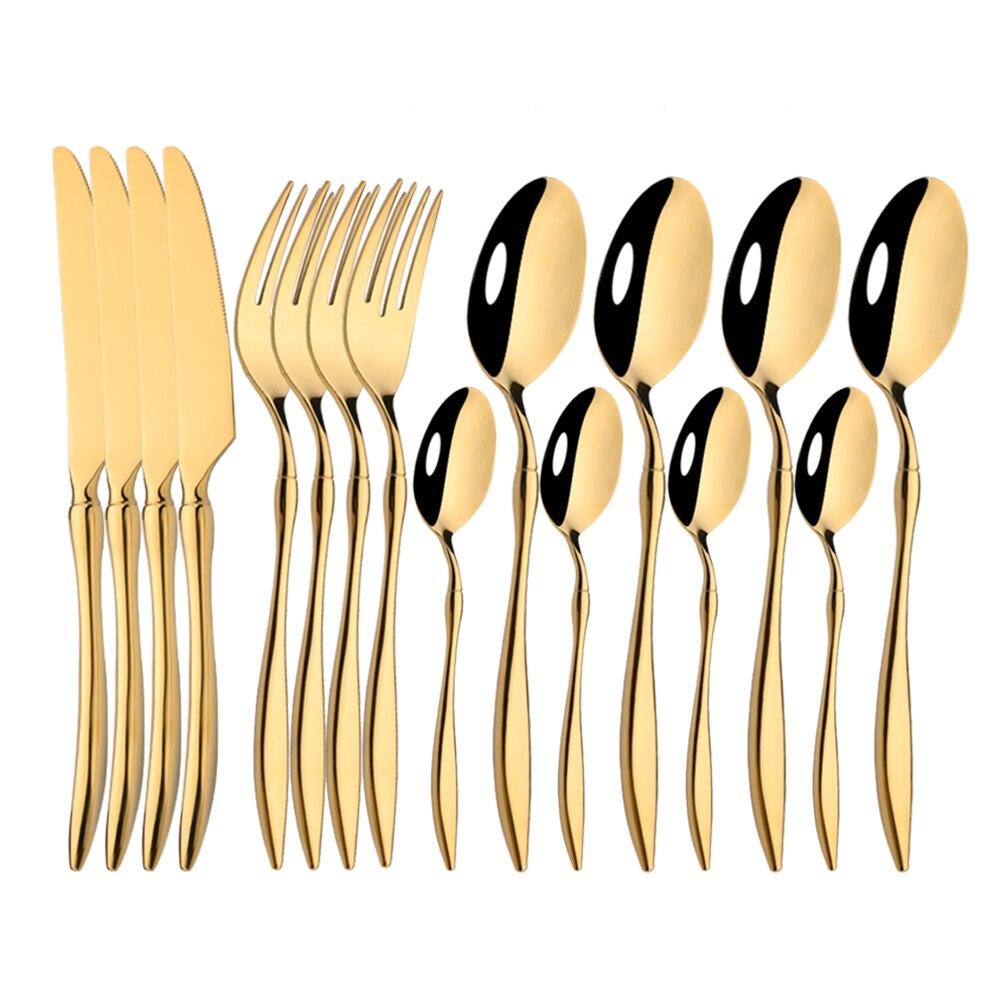 Gold Stainless Steel Tableware Set Knife Fork Spoon Western Style Dinnerware Cutlery Set Dinner Flatware Set
