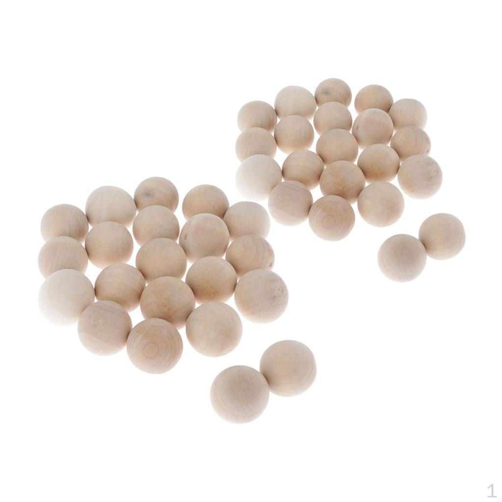 20x Hardwood Balls Beech Wooden Beads Crafts Making 30mm