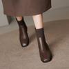 Popular Knitted Thin Socks Boots Retro Square Head Thick Heel Medium Heel Short Boots Spring and Autumn Martin Boots Bare Boots Women