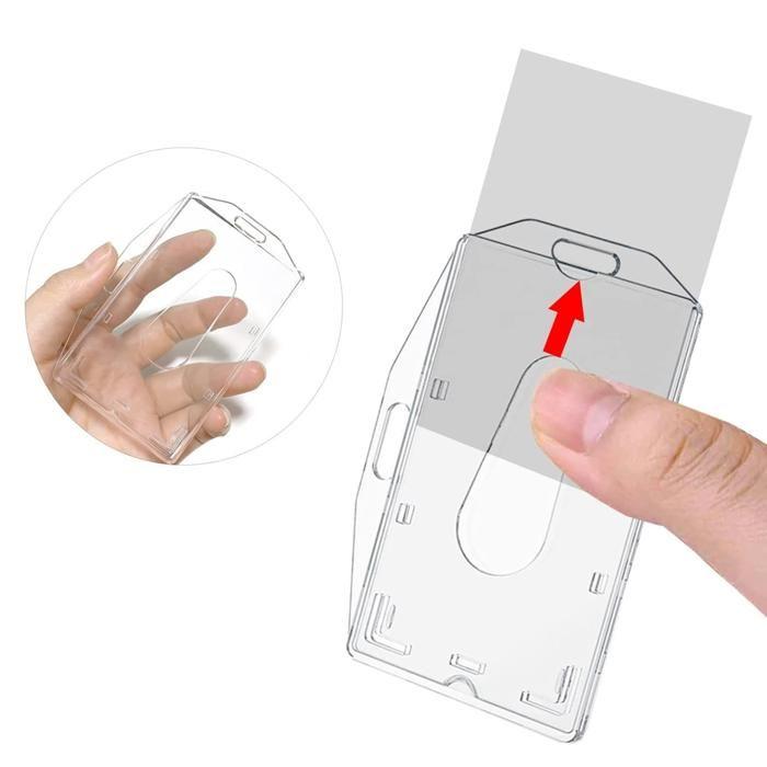 Suport ecuson - Set de 10 - Plastic Rigid Transparent - Pentru carduri standard - Utilizare birou și transport