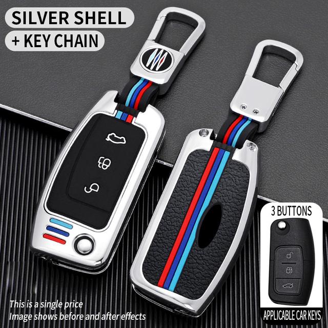 1x Çinko Alaşımlı Anahtar Kutu Ford Fiesta Odak 2 Ecosport Kuga Escape Falcon B-Max C-Max Eco Sport Galaxy 3 Düğme Çevirme Anahtar Kapağı