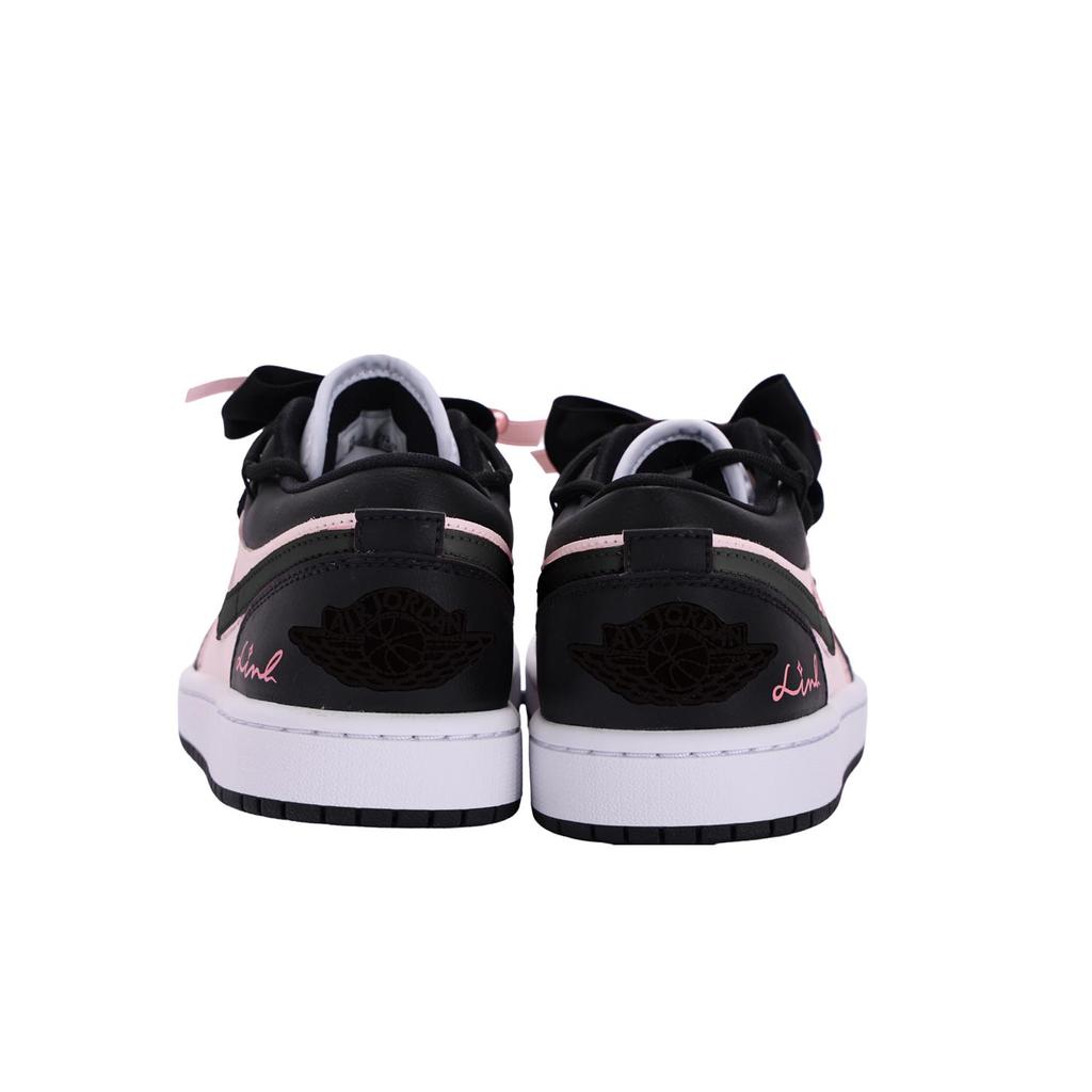 Jordan Air Jordan 1 Dämpfung Rutschfest Abriebfest Niedrig geschnitten Vintage Basketballschuhe Damen Schwarz Rosa DC0774-101(Team59-)