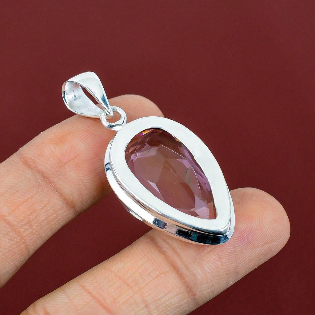 Faceted Pink Kunzite Pendant Natural Gemstone Jewelry Handmade Pendant 925 Sterling Silver Pendant Gifts for Mother Brand New Silver Jewelry