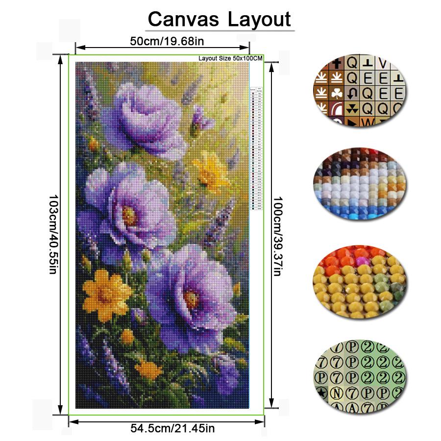 Lila und Gelbe Blumen Große Größe Diamantmalerei Neue Kollektion Floral DIY Voll Quadratisch Rund Bohrer Strassstickerei Mosaik Kreuzstich-Sets