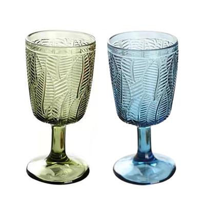 Glass Goblet Embossment Texture Retro Drinking Water Liqueur Cup for Anniversary Wedding Housewarming Daily Use Home