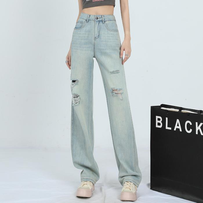 High Waist Straight-leg Pants for Women In Spring and Summer Soft and Narrow Version Wide-leg Pants for Women In Spring and Summer