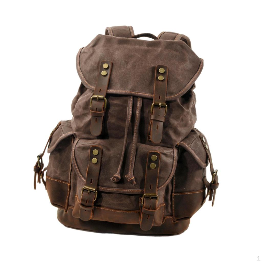Canvas Backpack Casual Daypack Outdoor Portable Men Women Hiking Travel Rucksack Knapsack for