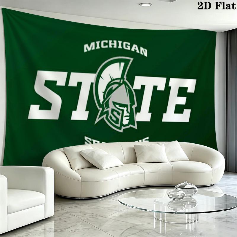 Michigan State Spartans football Wall Tapestry Aesthetic Wall Hanging Printed Fabric Blanket Decorative Tapestries for Bedroom Living Room Home Decor