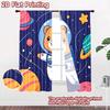 2D Flachdruck 2 Stück Fenstervorhänge Niedlicher Astronautenbär Weltraum Digital Bedruckt Polyester Vorhänge Saisonale Party- und Feiertagsdekoration