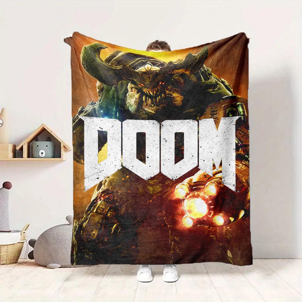 Doom Slayer Flannel Blanket Throw Blanket Soft Warm Sofa Bed Camping Car Home Decor Unique Christmas Gift C930356