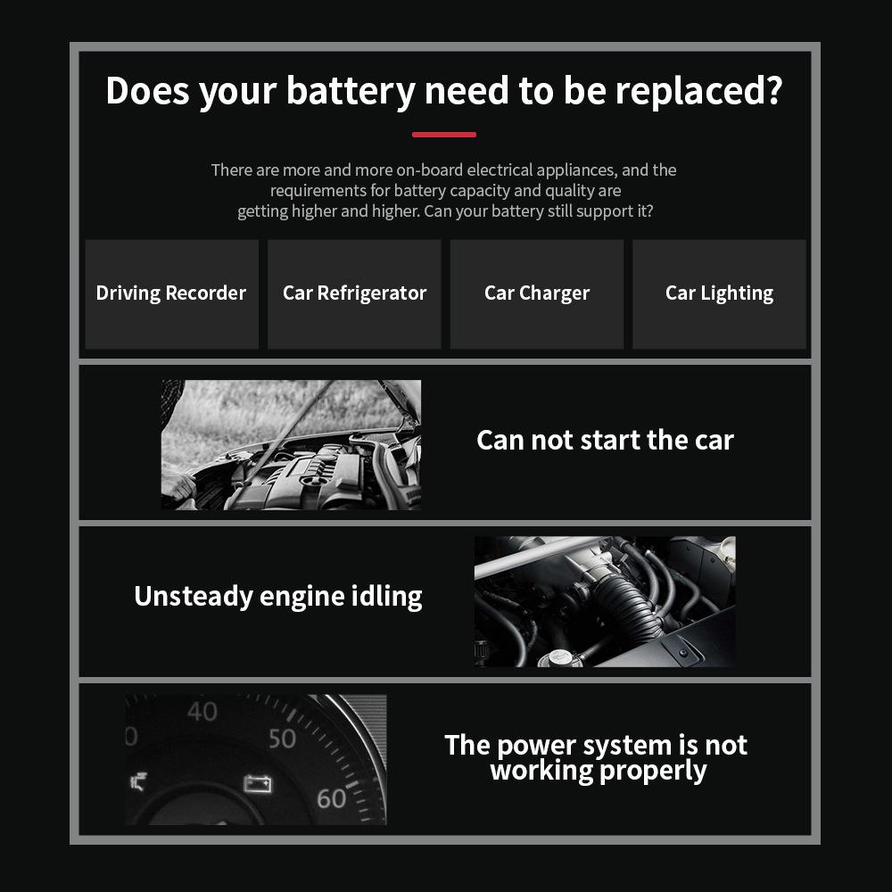 BM550 Multifunctional Battery Tester for 6V/12V/24V Vehicles with Intelligent Digital Display