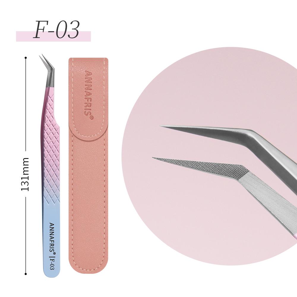 ANNAFRIS Fiber Tip Lash Tweezers Stainless Steel Eyelash Extension Tweezers Precise Fiber Anti-slip Tweezer Makeup Tools