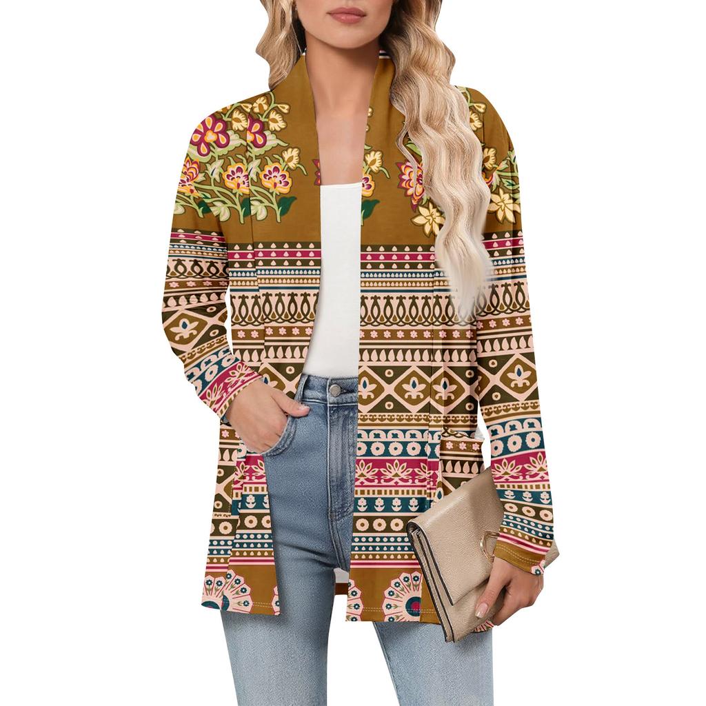 Women's Long Sleeve Cardigan V Neck Fashion Printed Shirt Lightweight  Casual Loose Thin Cardigans With Pockets