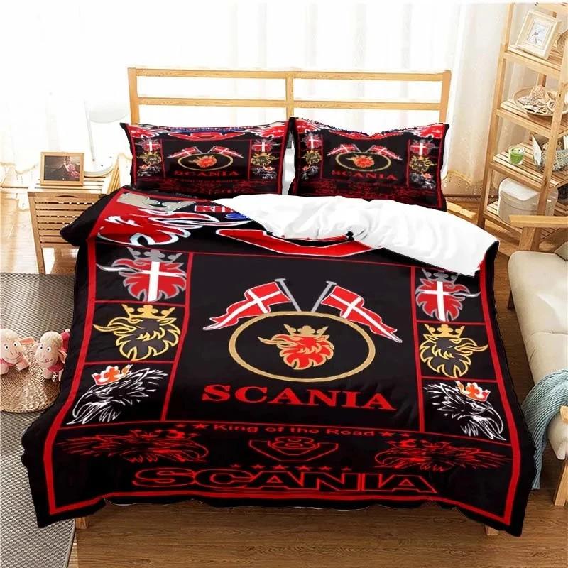 Scanias Truck Logo Bedding Set Boys Girls Twin Queen Size Duvet Cover Pillowcase Bed Kids Adult Fashion Home Textileextile