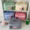 Tragbare frische Gitter-Make-up-Tasche gestepptes Liebesdesign Handheld Hautpflege-Aufbewahrungstasche Kulturtasche Reise