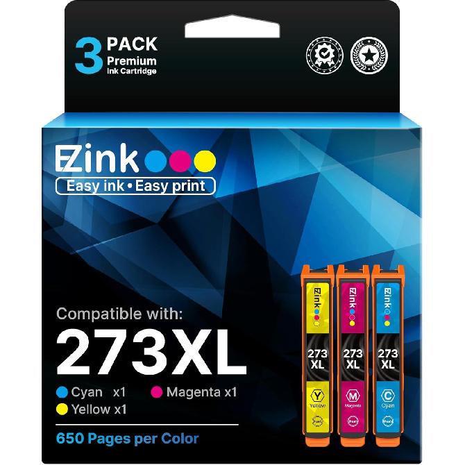 E-Z Ink (Remanufactured Ink Cartridge Replacement for Epson 273XL 273 T273XL to use with XP-520 XP-820 XP-810 XP-600 XP-610 XP-620 Printer (1 Cyan 1