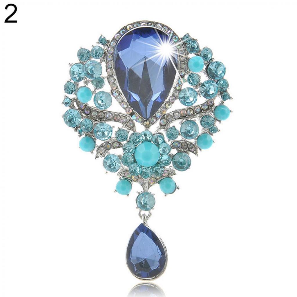 Lady Fashion Rhinestone Drop hängsmycke Brosch Pin Bröllop Smycken presentdekor