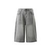 Men's Vintage Washed Cropped Jeans  Loose Wide Leg Casual Denim Pants Unisex