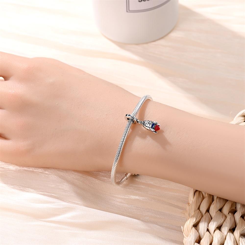 Original Charms Copper Space Rocket Pendant Beads Fit Bracelet Women Jewelry Making Diy Gift