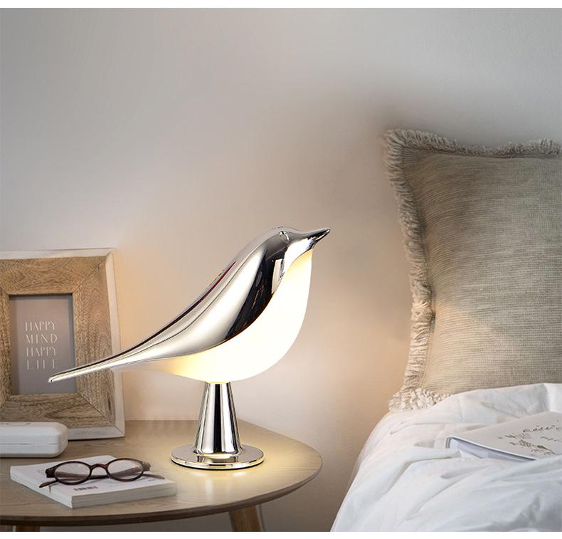 Creative Magpie Aroma LED Bird Night Light: Touch-Activated Bedside & Car Decor Lamp