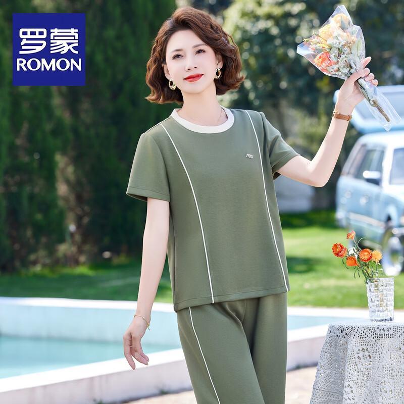 ROMON Women s Summer Short-Sleeve T-Shirt & Sports Suit Set XL