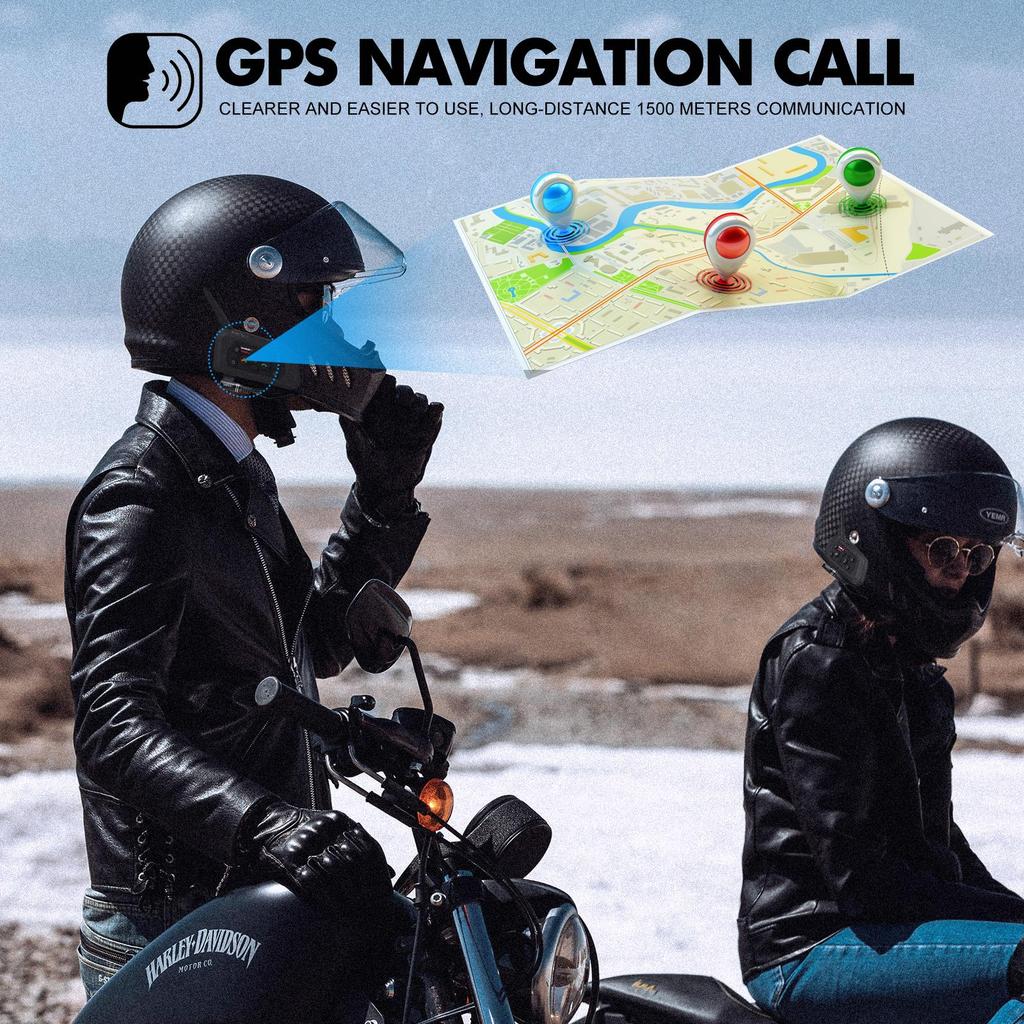 Cuffie per casco moto V6 Plus Interfono wireless Bluetooth5.0 Walkie-Talkie Musica vivavoce Comunicatore interfono 1500M per 6 ciclisti Doppio microfono