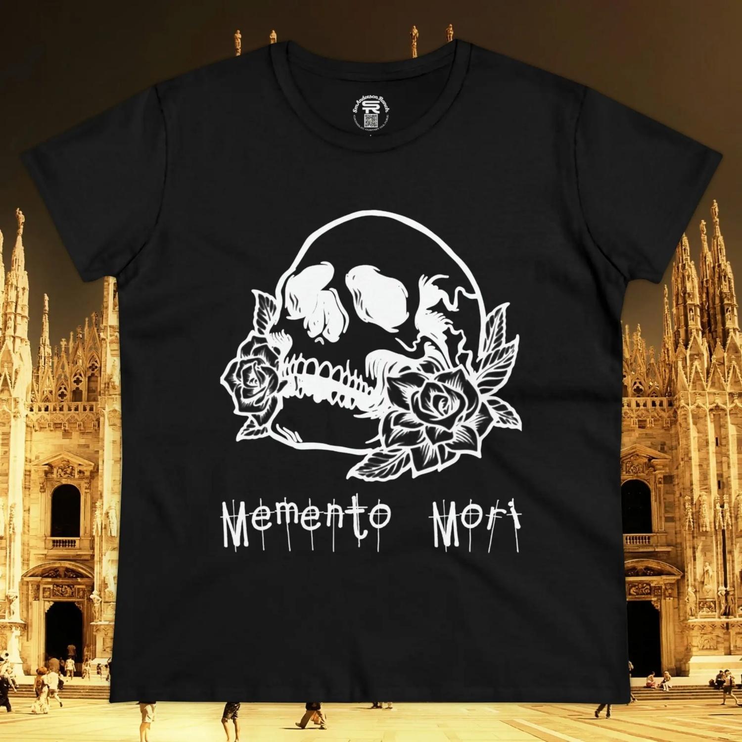Women s Memento Mori Remember Death SR Traditional Catholic Christian Midweight Cotton T Shirt S чёрный