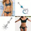Bobisty 1Pc Stainless Steel Surgical Dangle Belly Button Rings for Women Curved Navel Barbell Body Piercing Fashion Jewelry