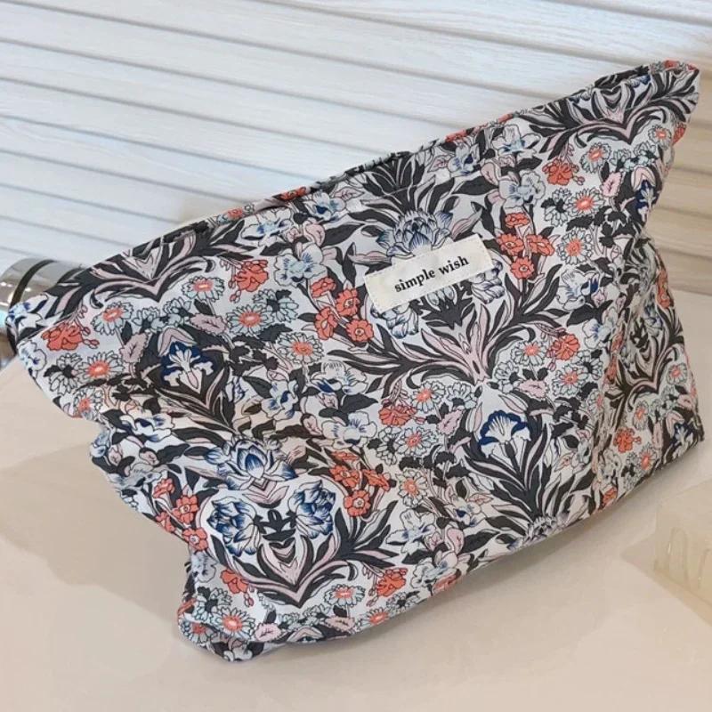 Cotton Ladies Travel Storage Lipstick Bag Retro Flower Women's Cosmetic Bags Cute Design Girls Pencil Case Makeup Bag Handbags