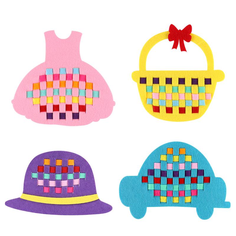 Children's Handmade Weaving Toys Cartoon Chicken Flower Fruit Fish Ocean Animal Non-woven Weaving Material Art Craft Set for Kid