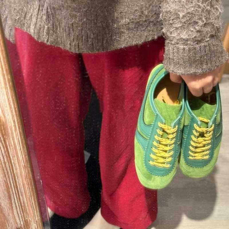 

High-value green retro German training shoes women s 2025 new summer lace-up versatile flat-bottomed Forrest Gump casual sports shoes 40