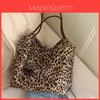 Canvas Leopard Print Large Capacity Crossbody Bag For Daily Fashion And Short Trips