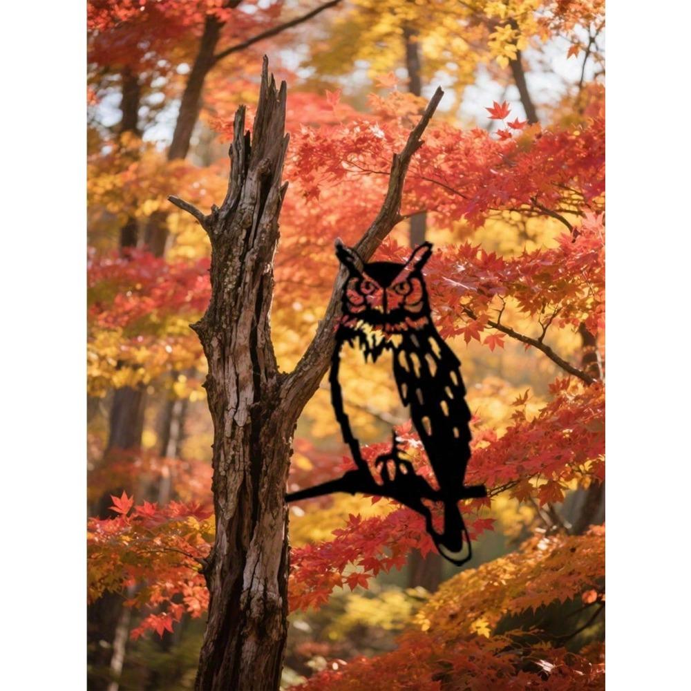 Rustic Metal Owl Garden Statue Weather-Resistant Outdoor Yard Art Patio Sculpture Wildlife Home Decor