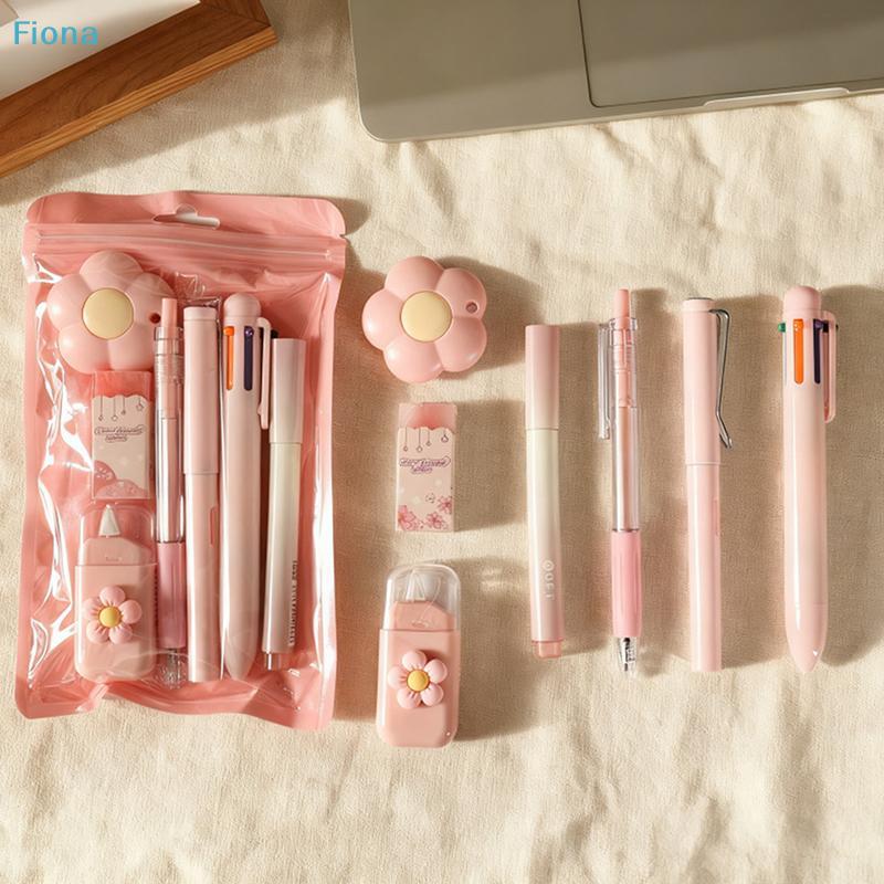 Cute Aesthetic Stationery Set – Kawaii Pens, Mini Cutter & Flower Decor for School & Office Supplies