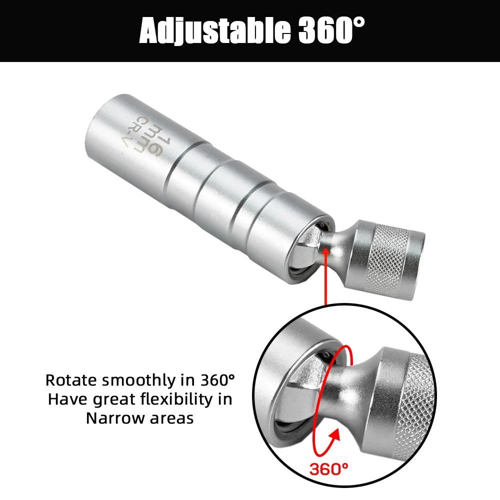 2PCS Spark Plug Removal Tool 14mm16mm Spark Plug Socket Wrench Adapter with Magnetic Socket Thin Wall 3/8" Drive Car Repair Too