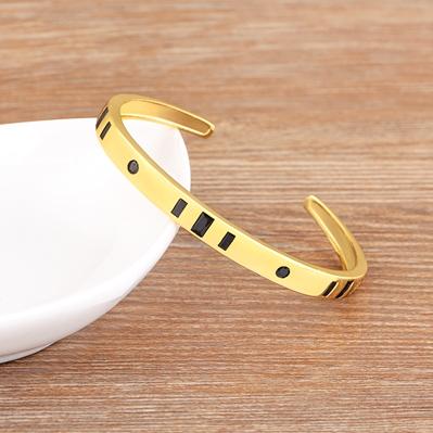 

Nidin New Arrival 5 Colors Gold Plated Opening Bangle Delicate Crystal Square Zircon Aesthetic Jewelry Party Gift pulseras mujer 56-58mm