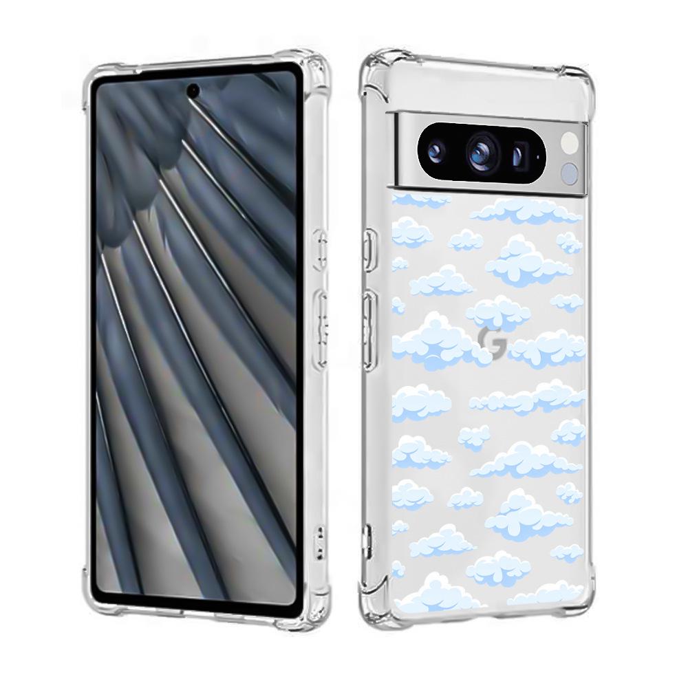 Průhledné TPU pouzdro Google Pixel 8 proti pádu s roztomilým designem koček a psů