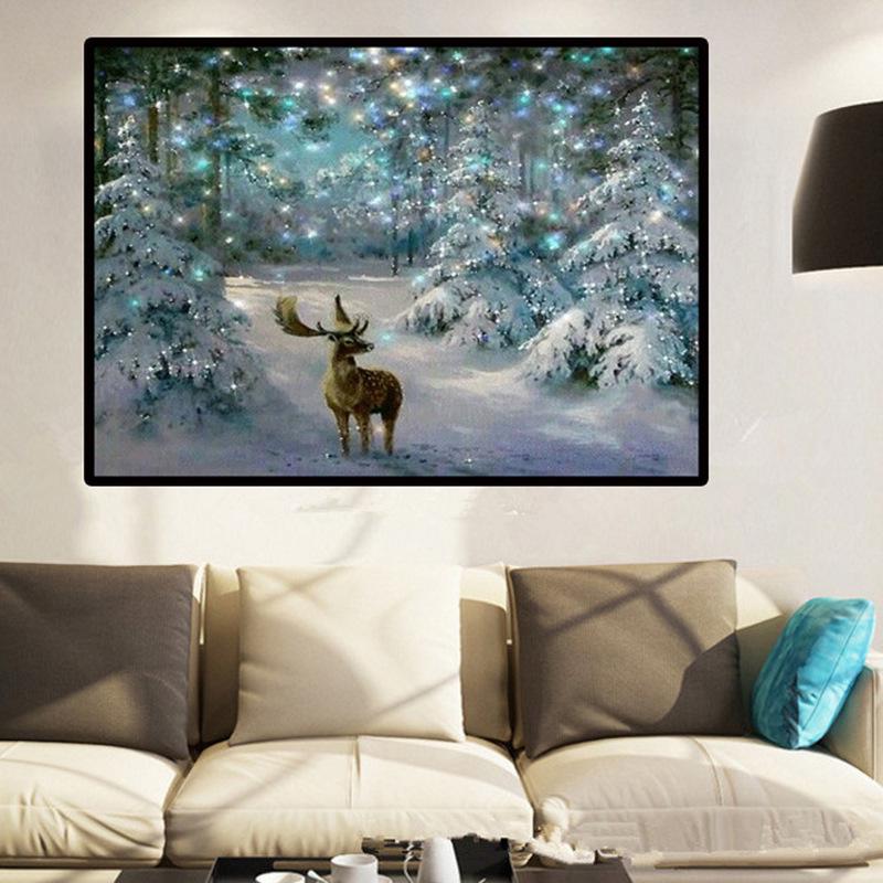 5D DIY vánoční diamantová malba Deer Diamond Winter Diamond výšivka Cross Stitch Home Decor