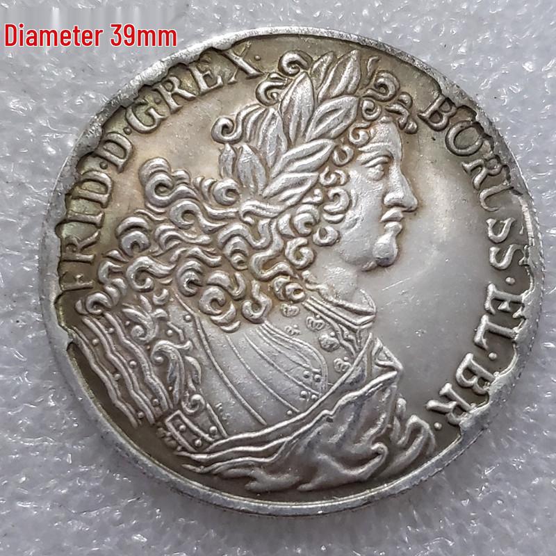 Antique 1707 Brass German Man s Head Silver-Plated Coin #0125 Brass