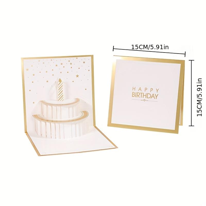 1pc 3D Golden Creative Paper Card | Handcrafted Hollow Paper Sculpture Cake Birthday Greeting Card for Group, Gift Card