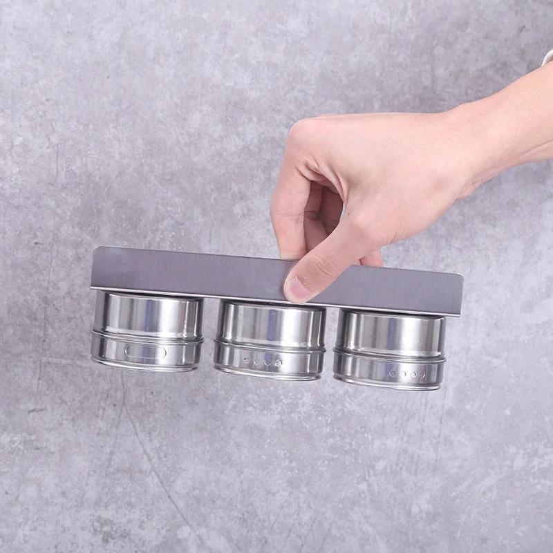 Magnetic Spice Jar Set with Labels Stickers Stainless Steel Base Spice Container Organizer Pepper Seasoning Pot Sprays Tin