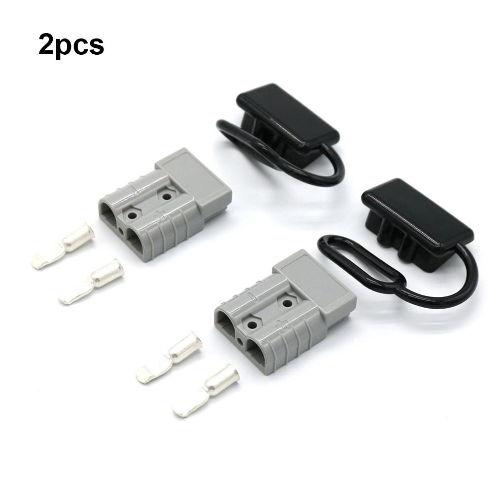 2 Sets Gray Forklift 50A 600V Connectors Plug Bipolar Terminals Adapter Covering Black Gray Pole Shell Caravans